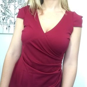 boohoo cap sleeve wrap midi dress